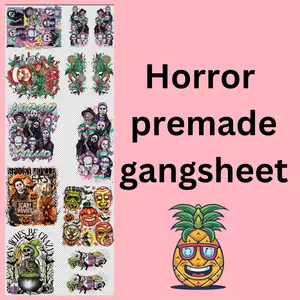 Horror premade gang sheet 22x60" DTF Transfer - Heat Press Required