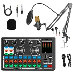 Podcast Equipment Bundle,Audio Interface with Studio Condenser Microphone for Smartphone & PC,Plug-and-Play Live Sound Card,Perfect for Streaming, Singing, & Gaming