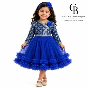 Handmade Beautiful  Dhaka  Floral Dress  Party Wedding with Matching Slippers and headbands