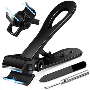 Nail Cutter with Teeth 3Pcs Set | Long Handle Wide Jaw Toenail Clippers for Thick & Ingrown Nails, Heavy Duty for Seniors with Ballerina Leg File & Cuticle Pusher