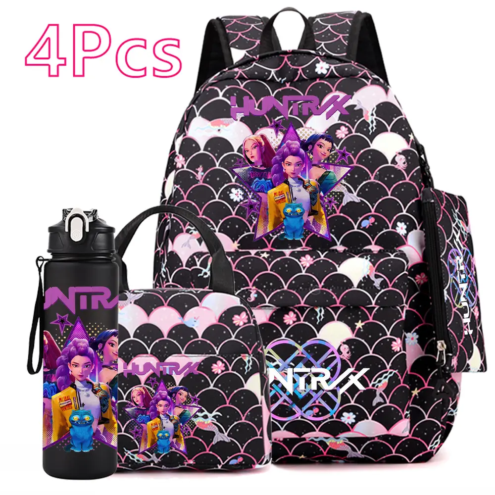 4PCS Student Backpack Set – Lightweight School Bag with Lunch Tote, Pencil Case & Crossbody Bag