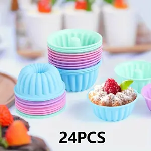 24-piece Mini silicone baking cups, pumpkin silicone baking cake mold non stick paper cup cake liner exquisite dessert tray jelly cup and pancake molds