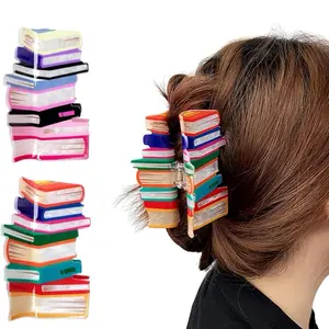 Colorblock Book Design Hair Claw, Creative Book Design Hair Accessories for Women & Girls, Cute Lovely Hairwear for Daily Used