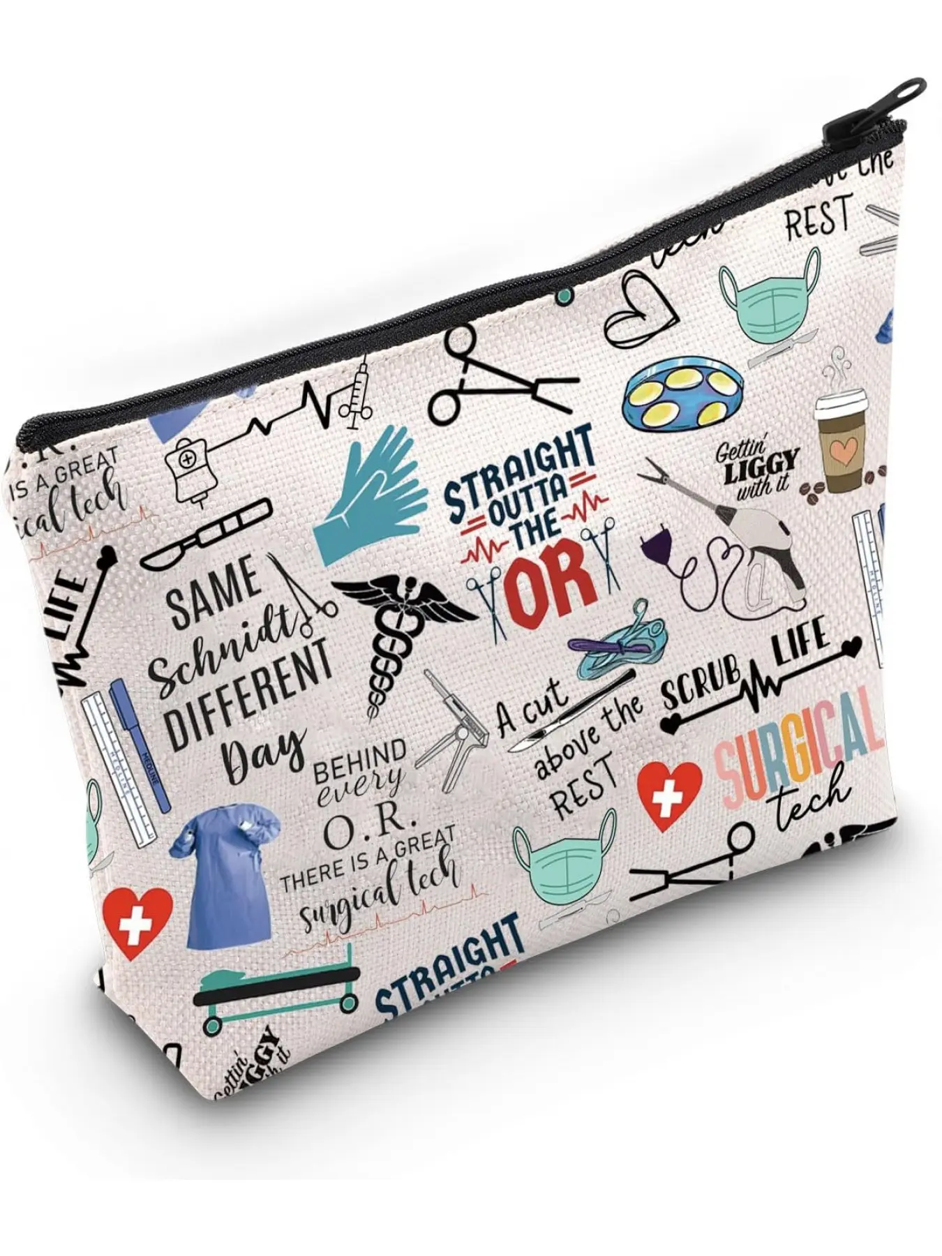 Surgical Tech Gift National Surgical Technologists Week Surgical Canvas Makeup Bag, Surgical Tech Pattern Bag Eu, Cosmetic Bag With Printing