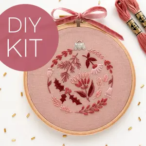 Christmas Bauble Embroidery Kit, Christmas Ornament Embroidery Craft Gift, Modern Embroidery DIY Kit, Beginner Kit embroidery kit floral pattern embroidery hoop needlework craft needlepoint kit diy embroidery Holiday