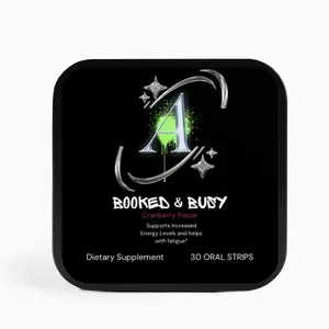 Booked & Crazy Oral Energy Strips - 30 Strips, Cranberry Flavor, B12 & L-Theanine, No Crash, Edible, Vegan, Dietary Supplement - Clean Energy Healthcare Fitness Optimum Vitamin Black