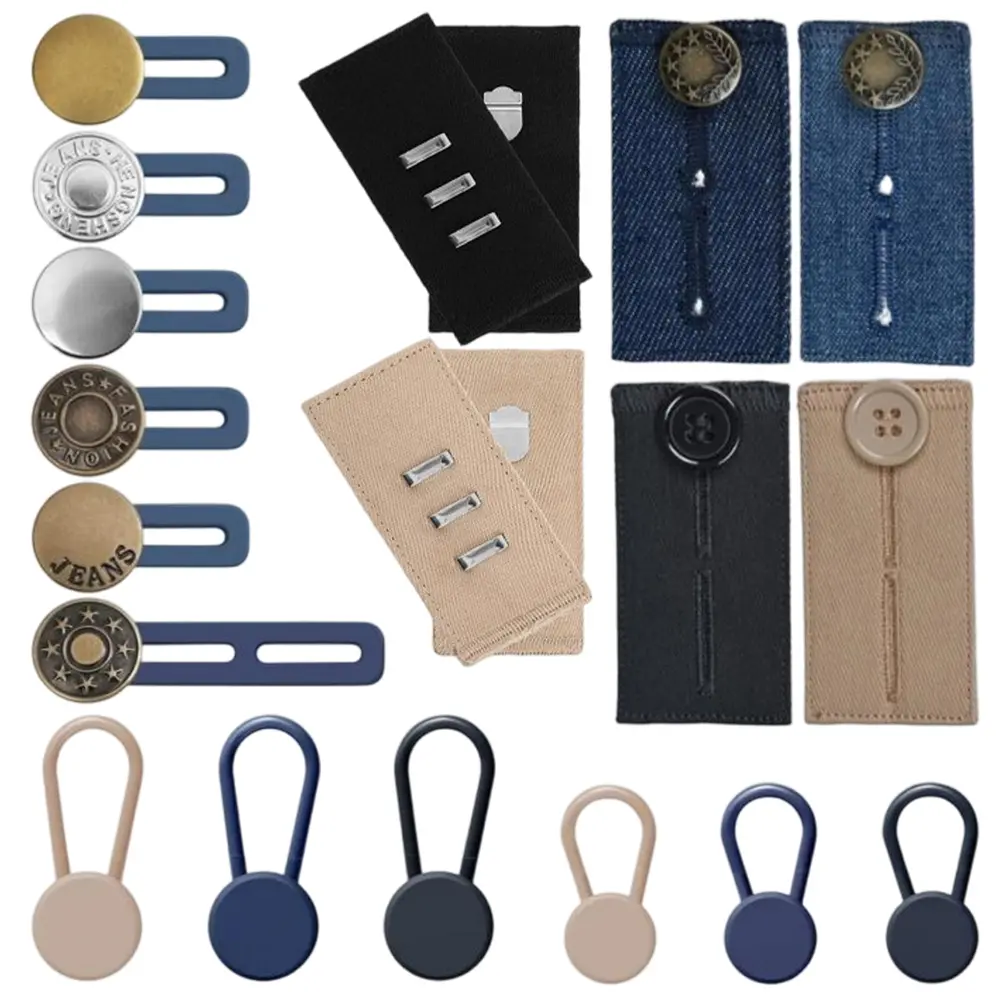 18Pcs Button Extender for Pants Waist Extenders for Pants for Men and Women Adjustable Jeans Button Extender - Black Metal Hook Pants Khaki Waistband Expander by Wardrobe Hackers - Home Improvement.