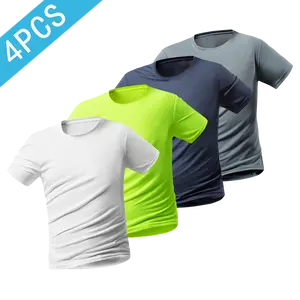 Men's 4-Pack Short Sleeve T-Shirts - Soft Fabric, Multiple Colors, Menswear Top for Everyday Wear, Fitness Workouts, Casual Sports