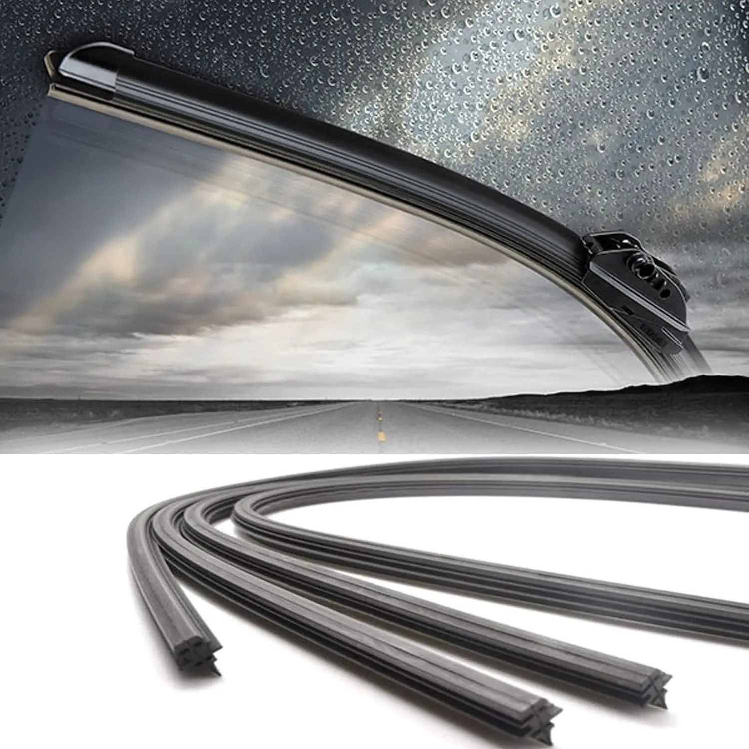 4 pcs 28 inch Silicone Windshield Wiper Blades Refills | Adjustable Size of Universal Replacement Wiper Refill