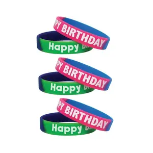 Fancy Happy Birthday Two-Toned Wristband Pack, 10 Per Pack, 3 Packs