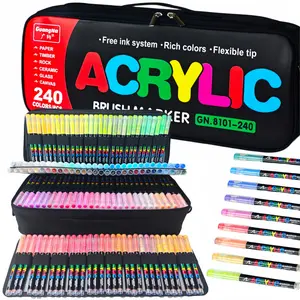Acrylic Soft Brush Markers Pens, Straight Liquid Soft Tip Art Paint Marking Set ,Waterproof Pen Soft brush Nib For Glass Stone Metal Wood Plasctic Paper