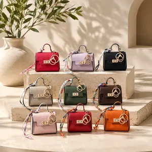 9PCS Mini Kelly BagWomen's Personalized Acrylic Keychain - 3cm Cute Animal Charm, Fashionable Costume Jewelry Accessory