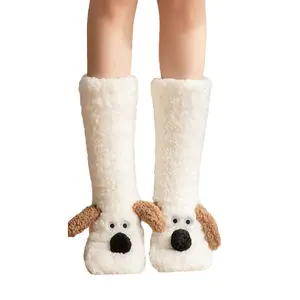 Outdoor Snow Socks Winter Fleece-Lined Thick Socks Indoor Floor Socks Anti-Slip Rubber Dot Design