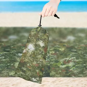 Natural Green LICHEN Camo Sand-free Beach Blanket, 59" x 79", Easy to Carry Anywhere, Summer Trips, Picnic, Camping
