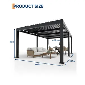 12' x 20' All-Aluminum Louvered Pergola – Adjustable Roof Pergola with Integrated Drainage – Reinforced Hardtop Gazebo – Perfect for Patio, Deck, Backyard – Gray
