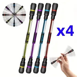 4pcs Spinning Fidget Pens, Non-Slip Grip Gel Ink Pens, Black Neutral Ink Stress Relief Office Supplies for Adults & Students