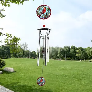 Wind Chimes for Outside 24" Cardinal Wind Chimes Outdoor  Patio Garden Decor Windchimes Outdoors Cardinal Gifts for Women Mom Grandma Sisters