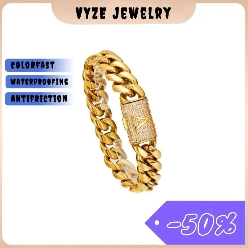 Cuban Link Letter Bracelet Gold Hip Hop Chain Bracelet Punk Style Stainless Steel Gift for bangles bracelets italian charm bracelet charm bracelet M