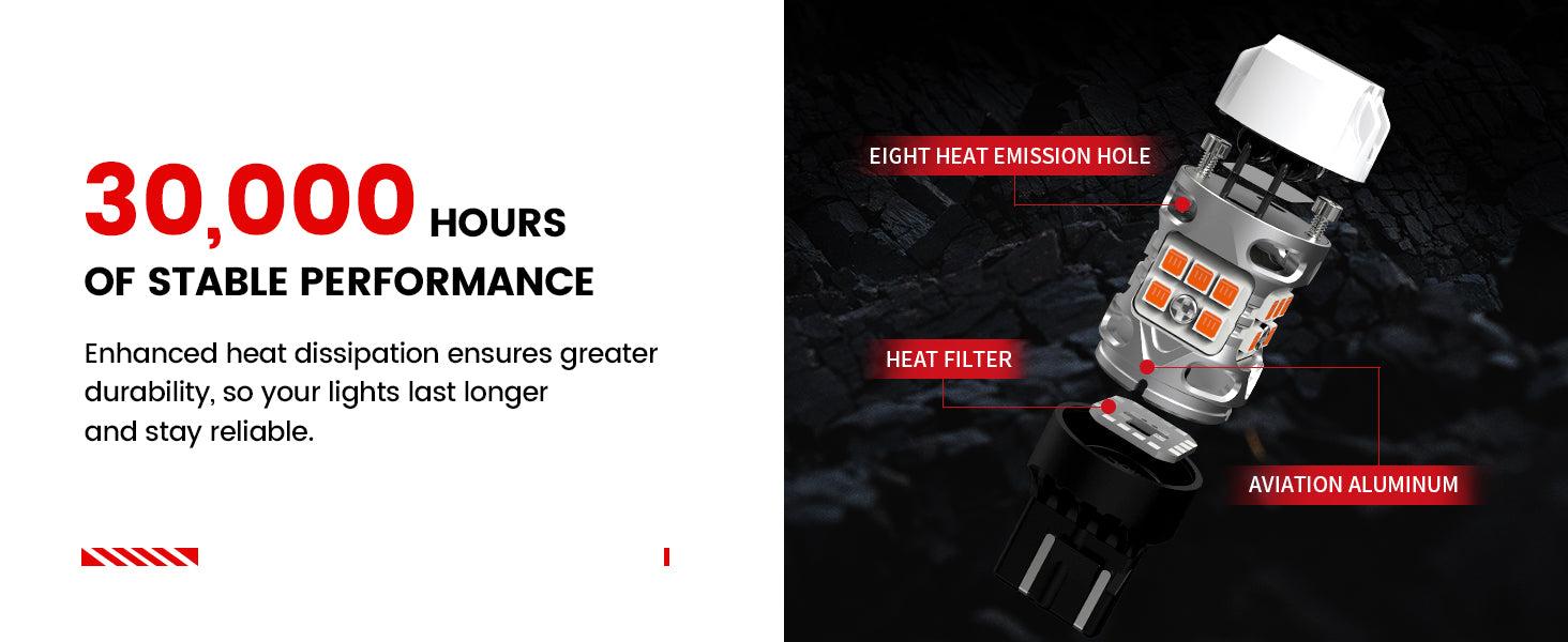 Lasfit 7443 7444 LED Turn Signal Bulbs CanBus-Ready Switchback | T3 Series,2 PCS