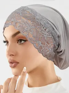 New Malaysian Hijab Cap for Women, Muslim Plain Simple Knit Hat, Lace Tube Hat, Hijab Turban, Elegant Fitted Design, All Seasons Wear