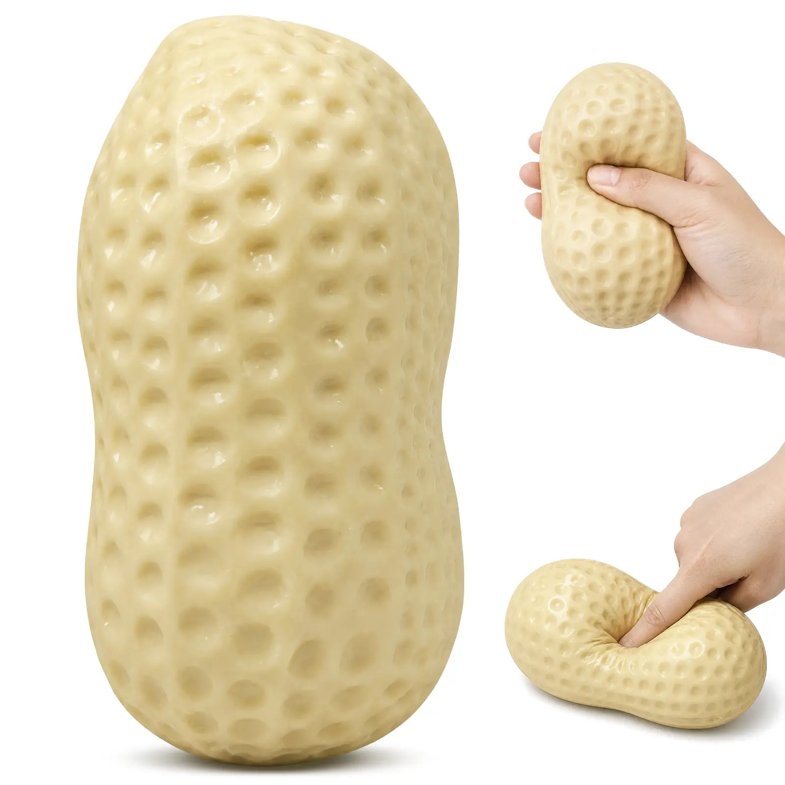 Realistic Peanut Shaped Flour Squishy Toy - Soft Stress Relief Fidget Toy for Kids Adults, Portable Sensory Toy for Travel Office  ideal day party favor little gift