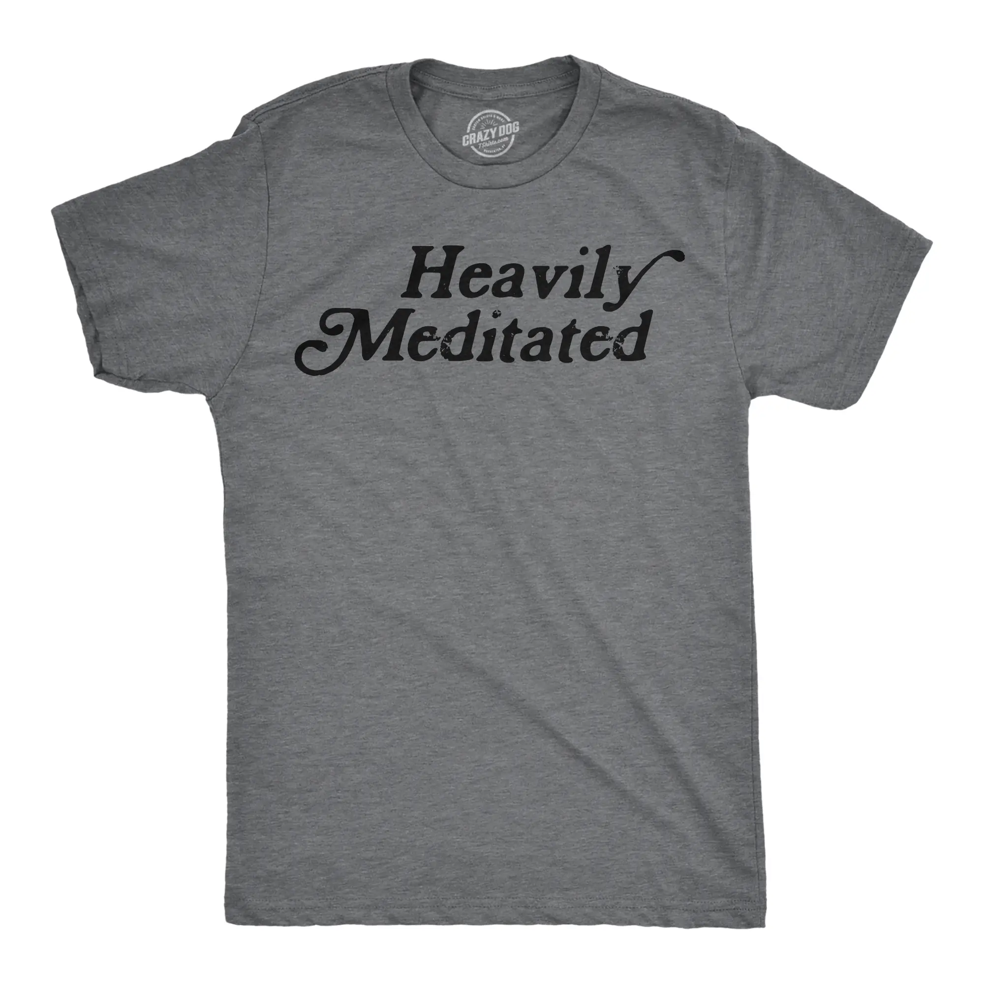 Mens Funny T Shirts Heavily Meditated Shirt Zen Graphic Tee for Men Mens Funny T Shirts Cool Vintage Fashion T-Shirt Gift Classic Menswear Funny mental health Short Sleeve Novelty Tees for Guys Dark Grey