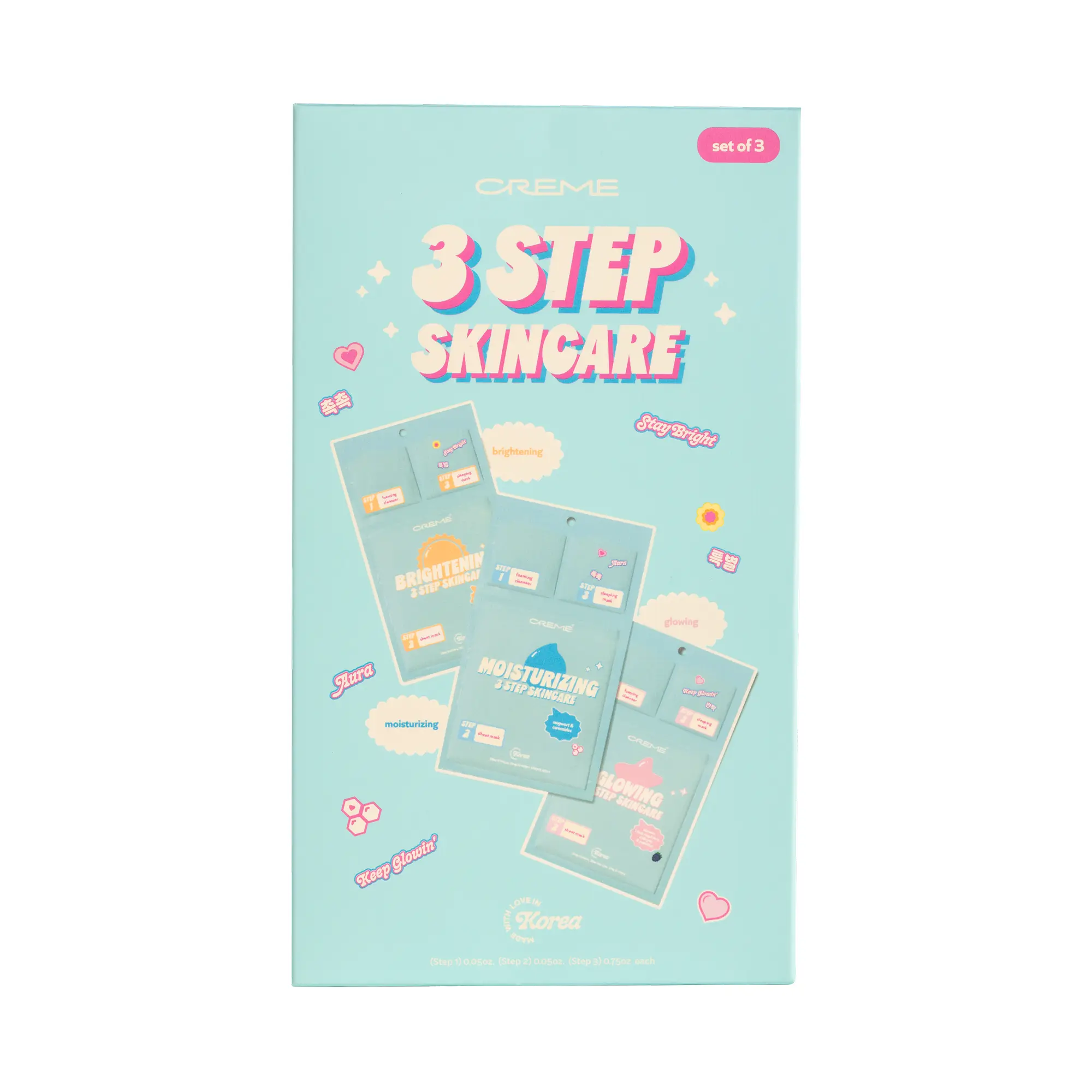 The Crème Shop To-Go 3 Step Skincare Variety Pack - Travel Friendly Skincare