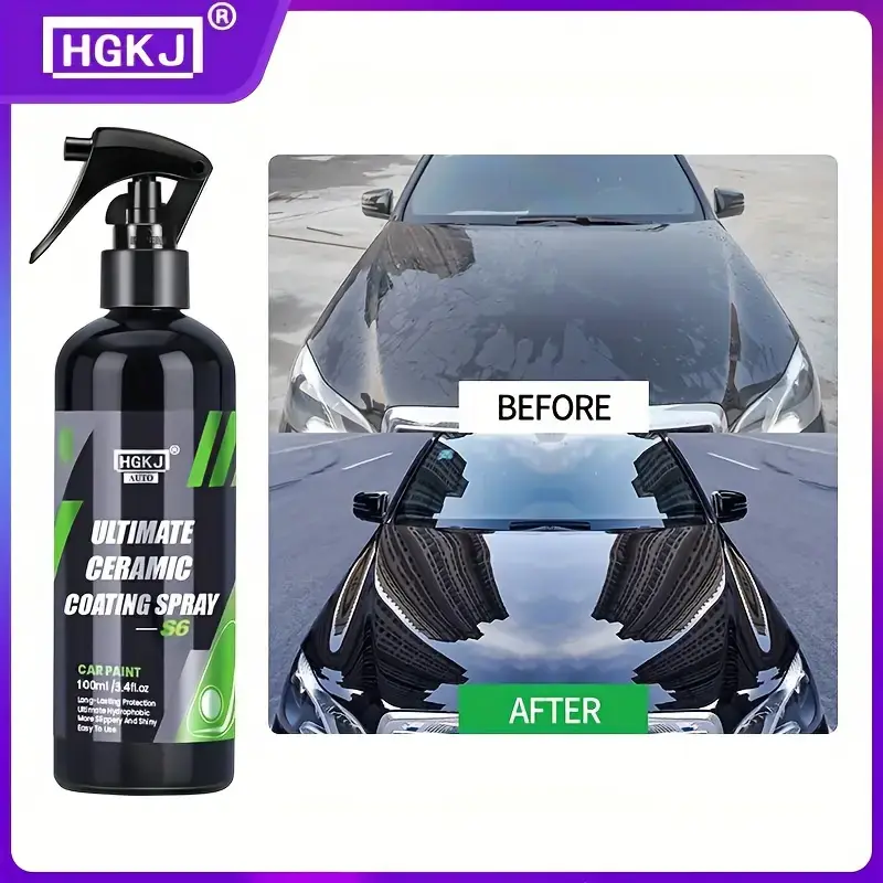 HGKJ S6 Nano Ceramic Coating | Hydrophobic Spray, Self-Cleaning Car Paint Sealant
