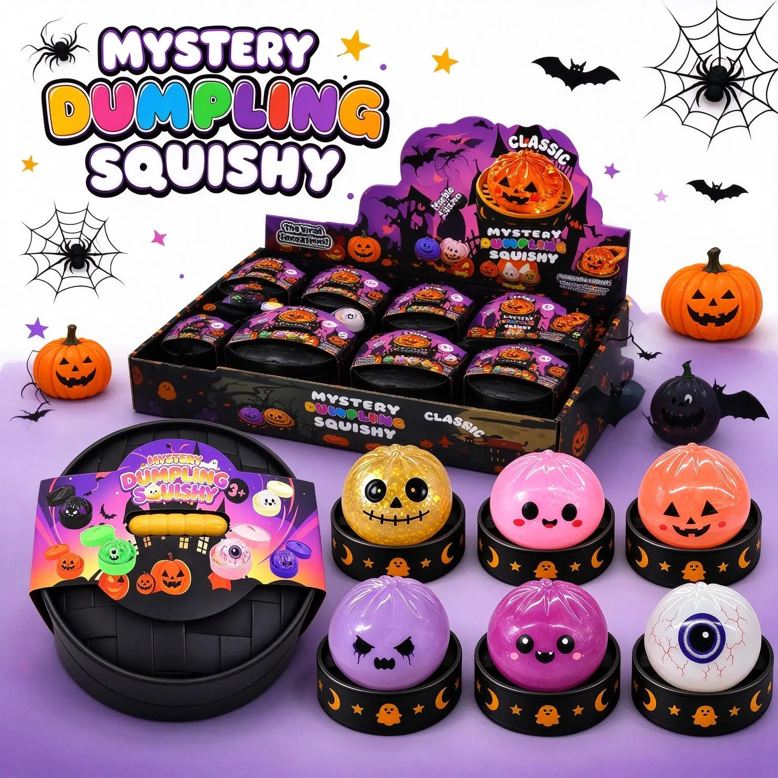Halloween Dumpling Squishy Blind Box Toy - Slow-Rising Dumpling Squishies Stress Relief Sensory Fidget Toy, Soft Kawaii Squishies for Relaxation