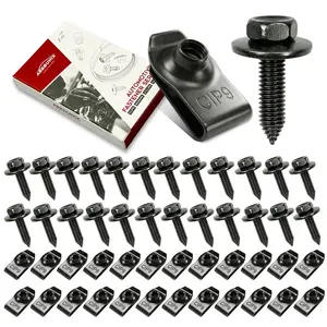 50PCS Automotive Body Bolts & U-Nut Clips Kit – Fender Fasteners for Bumper & Splash Shield Repair