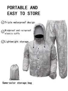 Waterproof Raincoat Set, Durable Breathable Unisex Rain Gear, Foldable Design, Ideal for Outdoor Activities, Men's & Women's Rainwear