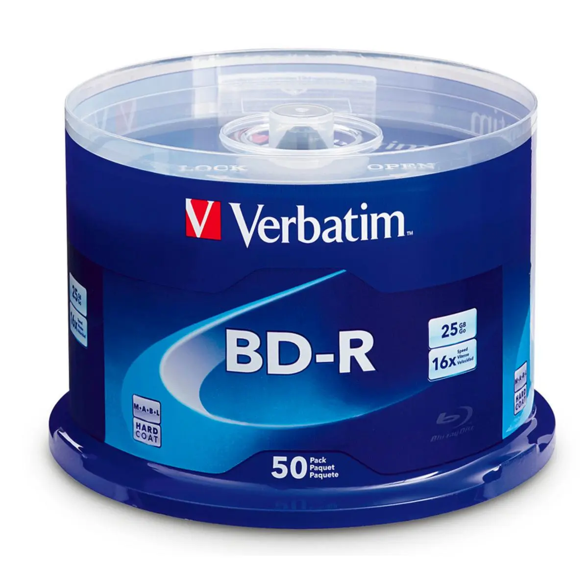 Verbatim 25GB 16x BD-R Blu-ray Recordable Disc, 50-Pack Spindle