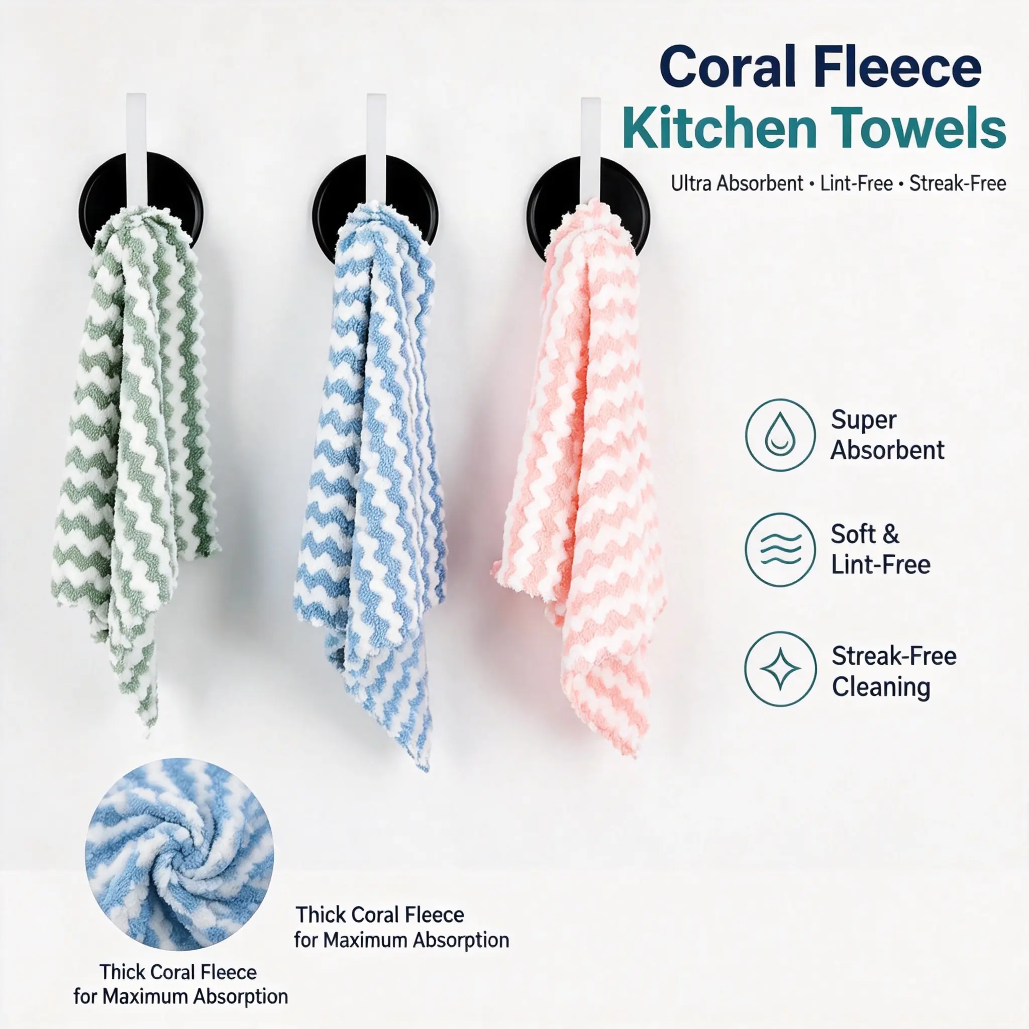 High-absorbency coral-fiber cleaning cloth – gentle on surfaces, resistant to shedding for kitchen sponges and dishcloths, ideal for kitchen, bathroom, and home cleaning; quick-drying ultra-fine fiber wipe (10-piece pack).