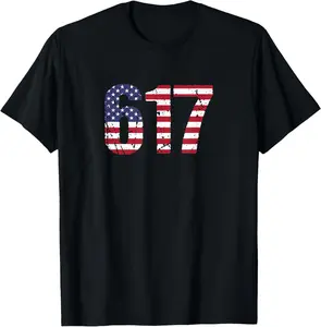 100%cotton 617 Massachusetts Area Code T-Shirt