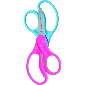 Westcott Hard Handle Kids Scissors, 5", Pointed, Assorted Colors, 2-Pack Acme United