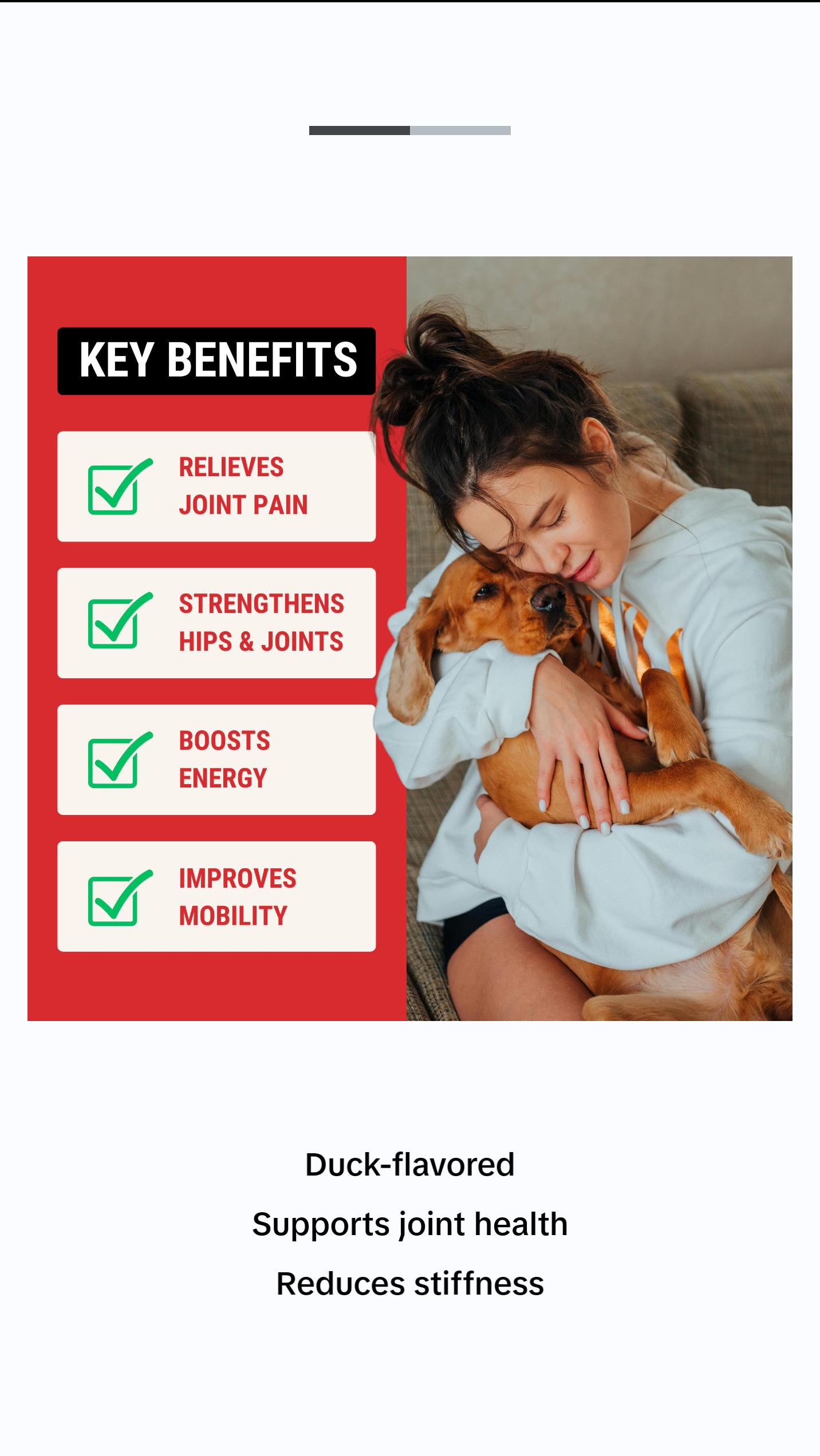 TRATEZ Hip & Joint Supplement for Dogs - 60 Duck-Flavored Soft Chews with Glucosamine, Chondroitin, MSM, Green-Lipped Mussel