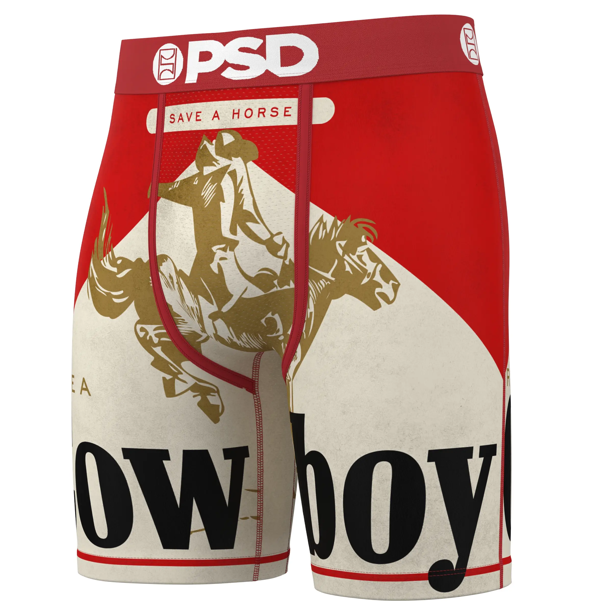 PSD Men's Ride A Cowboy Boxer Brief - Standard Length 7 Inch Inseam, Soft and Breathable Poly Blend Stretch Fabric Activewear