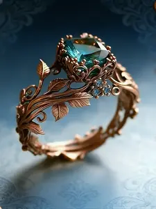 Vintage Alloy Grapevine Ring with Crystal, Fashion Jewelry for Women, Daily Use Special Occasion Gift Idea, Statement Rings, Unique Rings