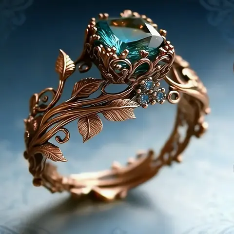 Vintage Alloy Grapevine Ring with Crystal, Fashion Jewelry for Women, Daily Use Special Occasion Gift Idea, Statement Rings, Elegant Ring