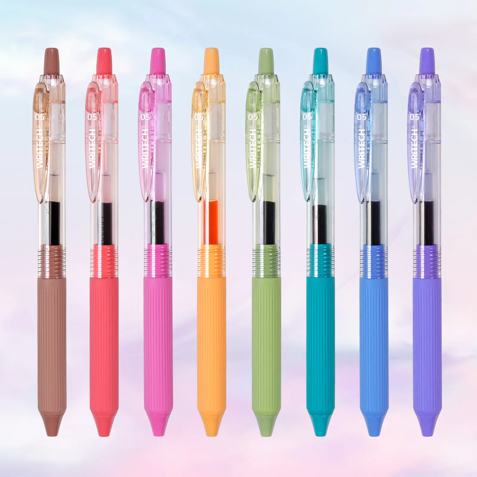 WRITECH Fine Point Gel Pens, 0.5mm, Retractable, Multicolor Ink, Set of 8