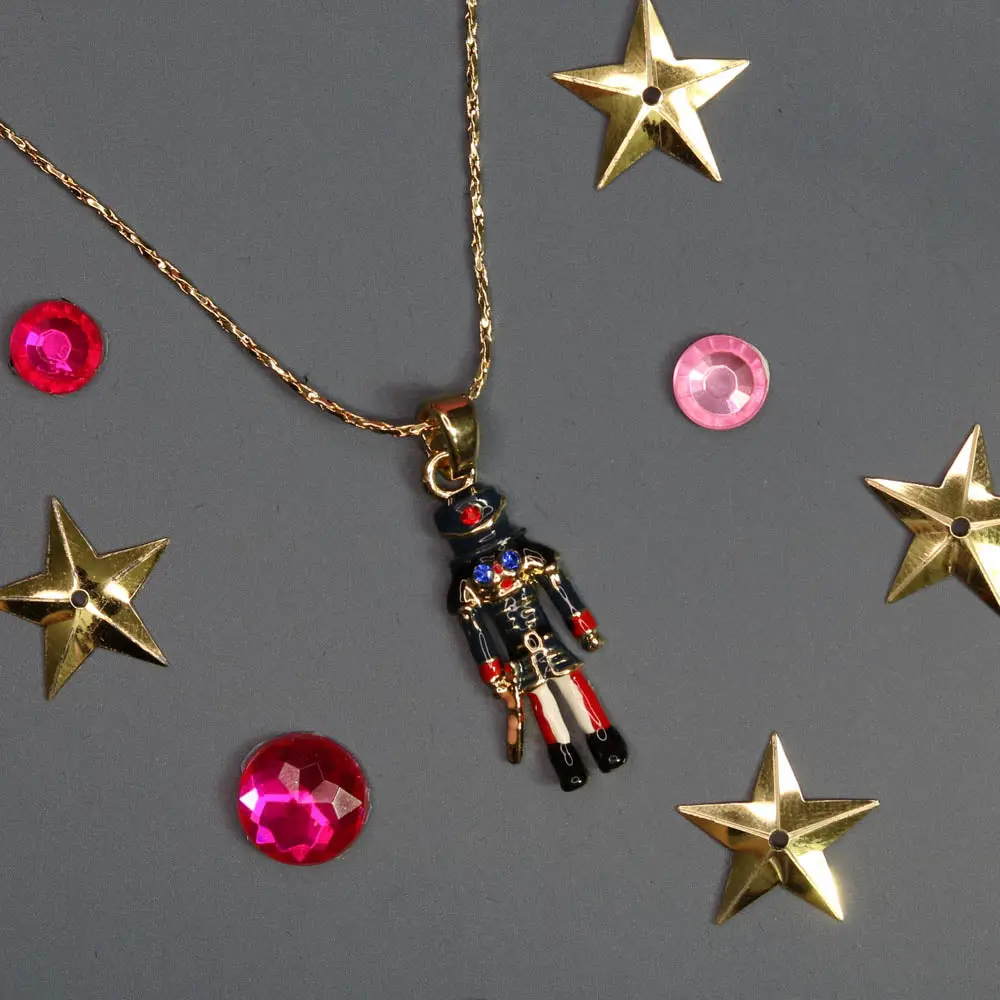 Enamel Nutcracker Solder Pendant with Necklace