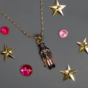 Enamel Nutcracker Solder Pendant with Necklace