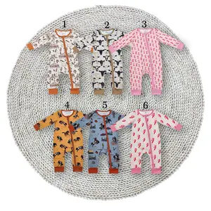 Baby Boys Western Rodeo Cactus Zip Footie Rompers Sleepwear