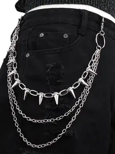 Hiphop Punk Metal Rivet Multi-Layer Waist Chain, Stage Performance Accessory, Cowboy Pants Decoration, Fashionable Belt for Men & Women, Chain Included