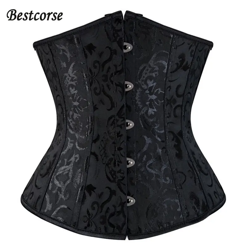 XS 6Xl Vintage Classic Floral Brocade Underbust Back tie corset top Plus Size Perfect Black Corset Waist Cincher With Bone Girdle Tummy Trimmer Body Shaper