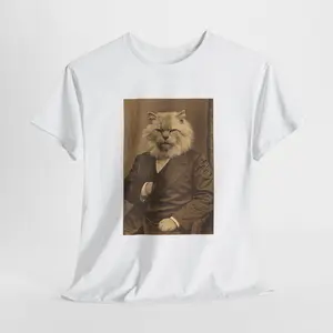 cat-printed unisex t-shirt, crew neck, casual collar, quantity=1#Clothing#Streetwear#CasualWear