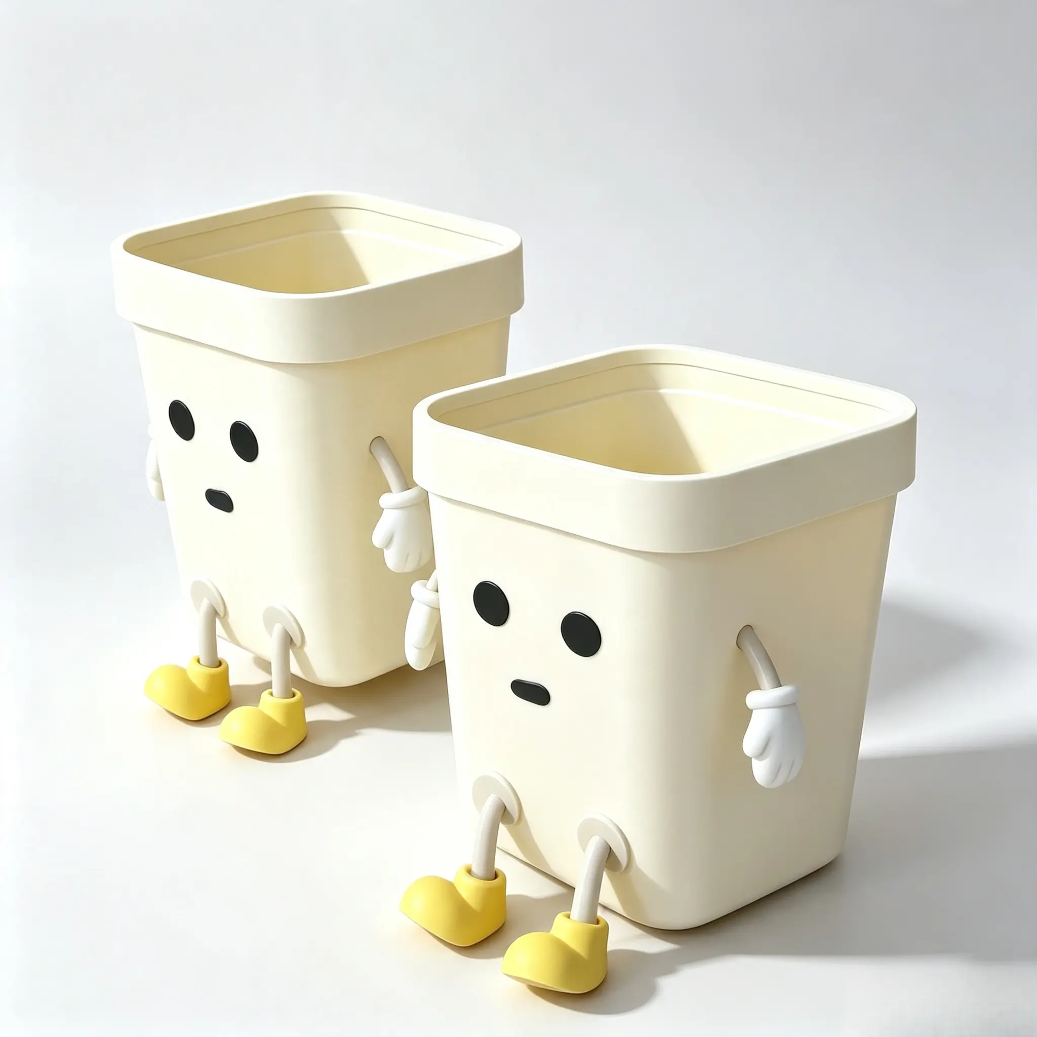 Cute Cartoon Robot-Shaped Matte Vanity Garbage Bin - Waterproof, Removable Limbs, Small Decorative Touchless Desktop Trash Box for Kids Room, Office Home Supplies