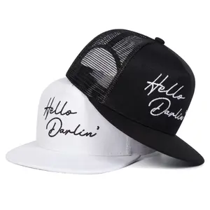 Unisex HELLO DARLIN Letter Embroidered Hip Hop Hat Mesh Hat  Adjustable Baseball Cap Breathable Sun Protection Outdoor Hat