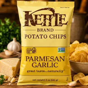 Kettle Foods Crispy Potato Snack Chips, Garlic-Parm Flavor, 5 oz