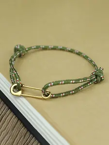 Adjustable Cord Bracelet with Gold Color Pin Buckle, Unisex Umbrella Rope Wristband, Survival Accessory for Men & Women, Stackable Bracelets